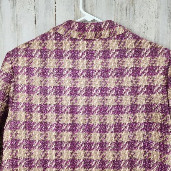 Alfred Dunner Blazer Purple Tan Check Size 12P - Picture 9 of 11